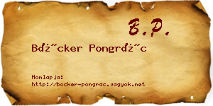 Böcker Pongrác névjegykártya